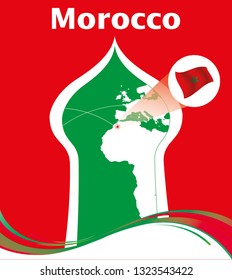 Map and National flag of Morocco