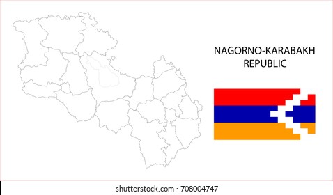 Map and National flag of Nagorno-Karabakh Republic .