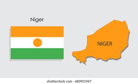 Map and National flag of Niger