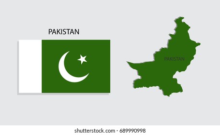 Map and National flag of Pakistan