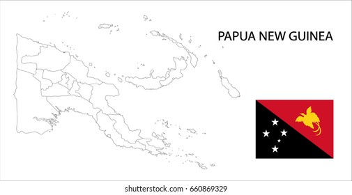 Map and National flag of Papua New Guinea.