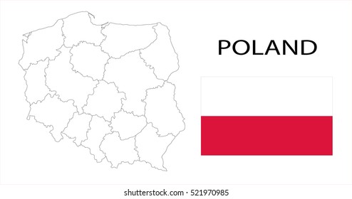 Map and National flag of Poland.