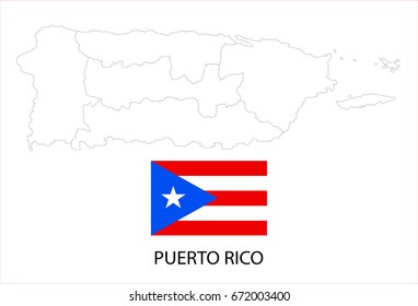 Map and National flag of Puerto Rico.
