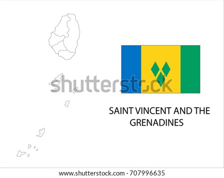 Map and National flag of Saint Vincent and the Grenadines.