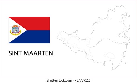 Map and National flag of Sint Maarten.