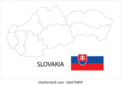 Map and National flag of Slovakia.