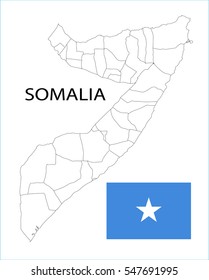 Map and National flag of Somalia.