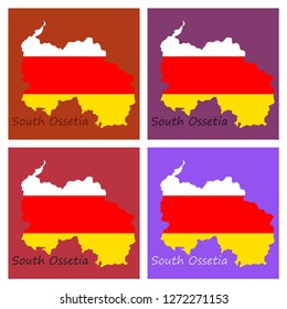 Map and National flag of South Ossetia,Map Of South Ossetia With Flag Isolated On Background,Vector Illustration Flag and Map of South Ossetia for continue.