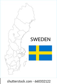 Map and National flag of Sweden.