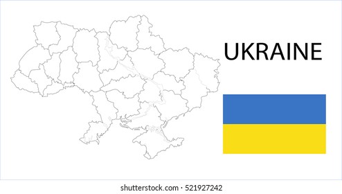 Map and National flag of Ukraine.