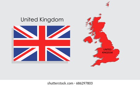 Map and National flag of United Kingdom