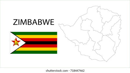 Map and National flag of Zimbabwe.