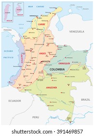 map of the natural regions, Colombia