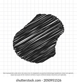 Map of Nauru freehand drawing on a sheet of exercise book. Vector illustration.