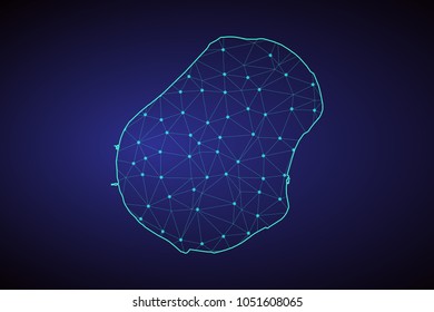 Map of Nauru Island. Wire frame 3D mesh polygonal network line, design sphere, dot and structure. communications map of Nauru Island. Vector Illustration EPS10.