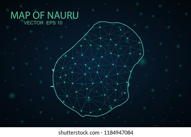 Map Nauru Island. Wire Frame 3D mesh polygonal network line, design sphere,Nauru Island map on dark background. Vector illustration eps 10.