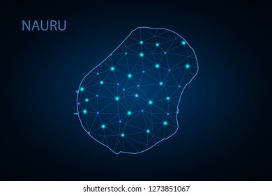 Map of Nauru Island. Wire frame 3D mesh polygonal network line, design sphere, dot and structure. communications map of Nauru Island. Vector Illustration EPS10. - Vector