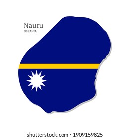 Map of Nauru with national flag. Highly detailed editable map of Oceania territory borders. Political or geographical design vector illustration on white background