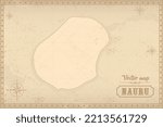 Map of Nauru in the old style, brown graphics in retro fantasy style.