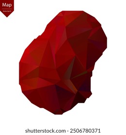 Mapa de Nauru - Rojo Geométrico Rumpled Triangular, Diseño Poligonal. Ilustración vectorial eps 10.