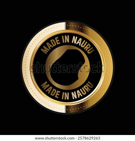 Map of Nauru. Vector illustration. Logo, Icon, and Symbol. Nauru map gold seal. 