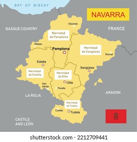 Map of the Navarre (Navarra) in Spain. Vector illustration