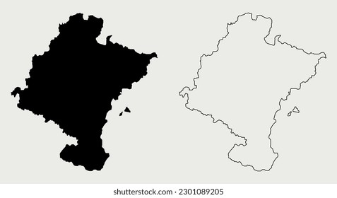 Map of Navarre - Spain region outline silhouette graphic element Illustration template design
