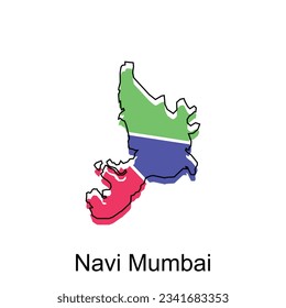 map of Navi Mumbai vector design template, national borders and important cities illustration