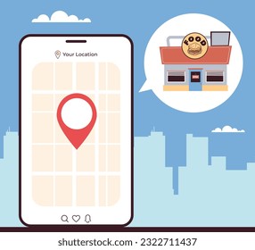 Map navigate phone gps route smartphone abstract concept. Vector design graphic illustration
