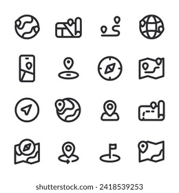 Map and navigatiom icon set