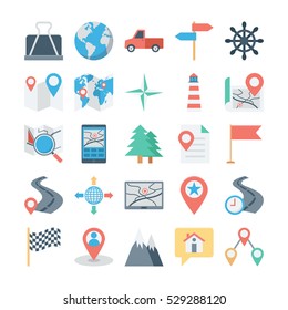 Map and Navigation Colored Vector Icons 2