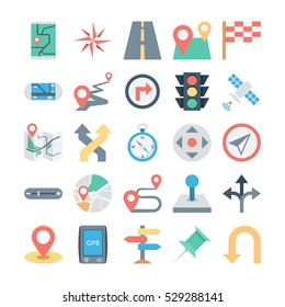 Map and Navigation Colored Vector Icons 1