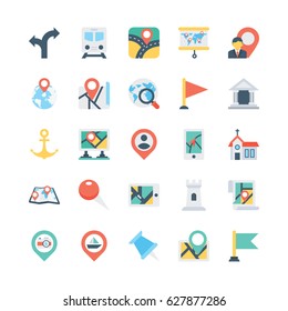 Map and Navigation Colored Vector Icons 1