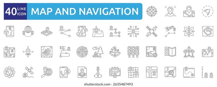 Map Navigation GPS and Direction icon set