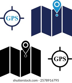 Map Navigation and GPS Pinpoint Icons Multi Series. location Icons Set. Compass icon. Navigation and location icons isolated. Global Position System Vector illustration.