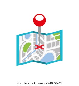 map navigation gps with pointer isolated on white background