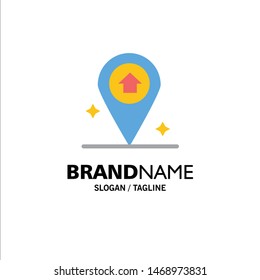 Map, Navigation, House Business Logo Template. Flat Color. Vector Icon Template background