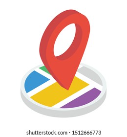 
Map navigation icon, location pin on map depicting GPS 
