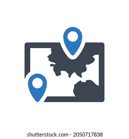 Map navigation icon on white background