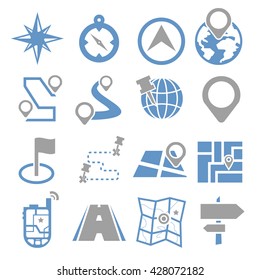 map, navigation icon set