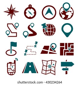 map, navigation icon set