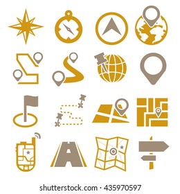map, navigation icon set