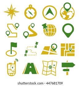 map, navigation icon set