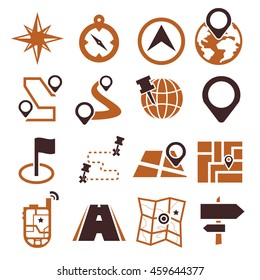 map, navigation icon set