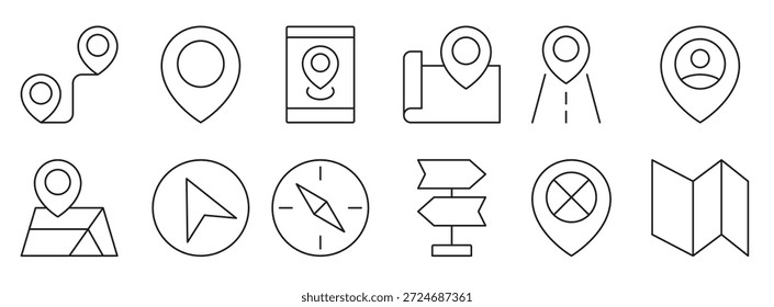 El conjunto de iconos de mapa y navegación contiene iconos como ruta