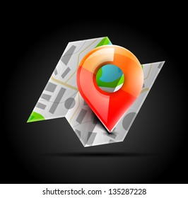 Map navigation icon. Vector