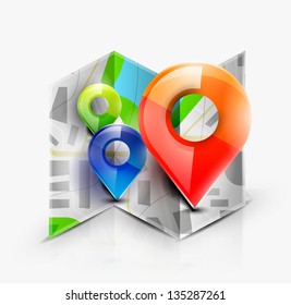 Map navigation icon. Vector