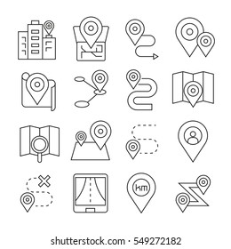map navigation icons on white background