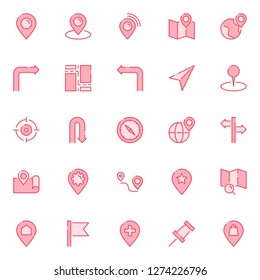 Map and navigation icons pack. Isolated map and navigation symbols collection. Graphic icons element