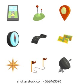 Map, navigation icons set. Cartoon illustration of 9 map, navigation vector icons for web